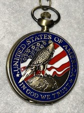American Flag Eagle Pocket Watch Retro Bronze Liberty Quartz Classic Dial US