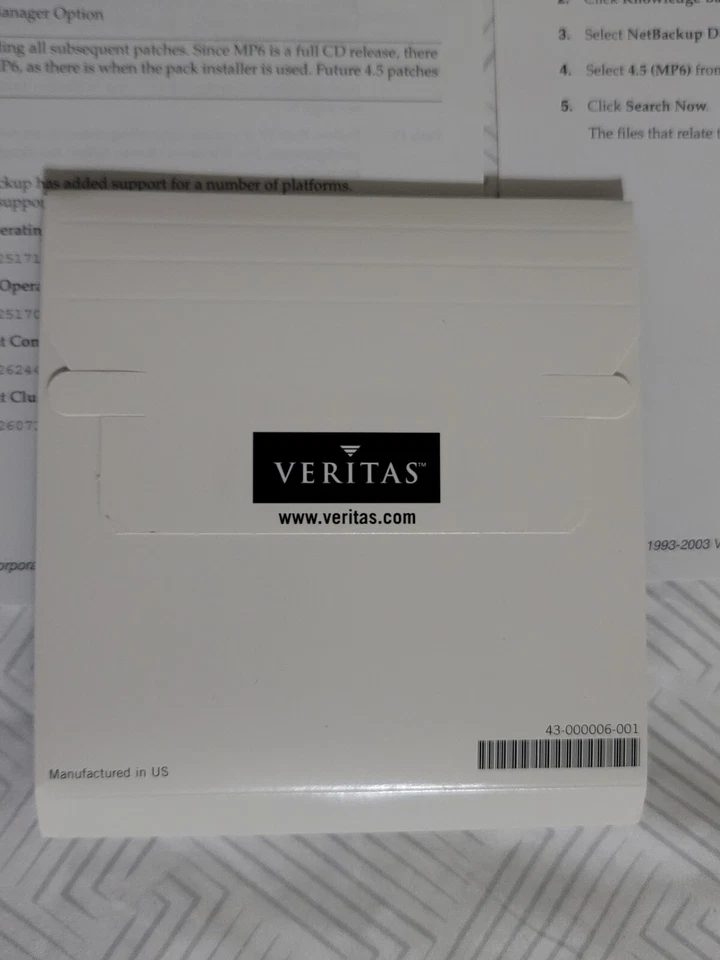 Veritas NetBackup Data Center Ver 4.5 Maintenance Pack 6 Media Kit English CD - Image 4 of 4