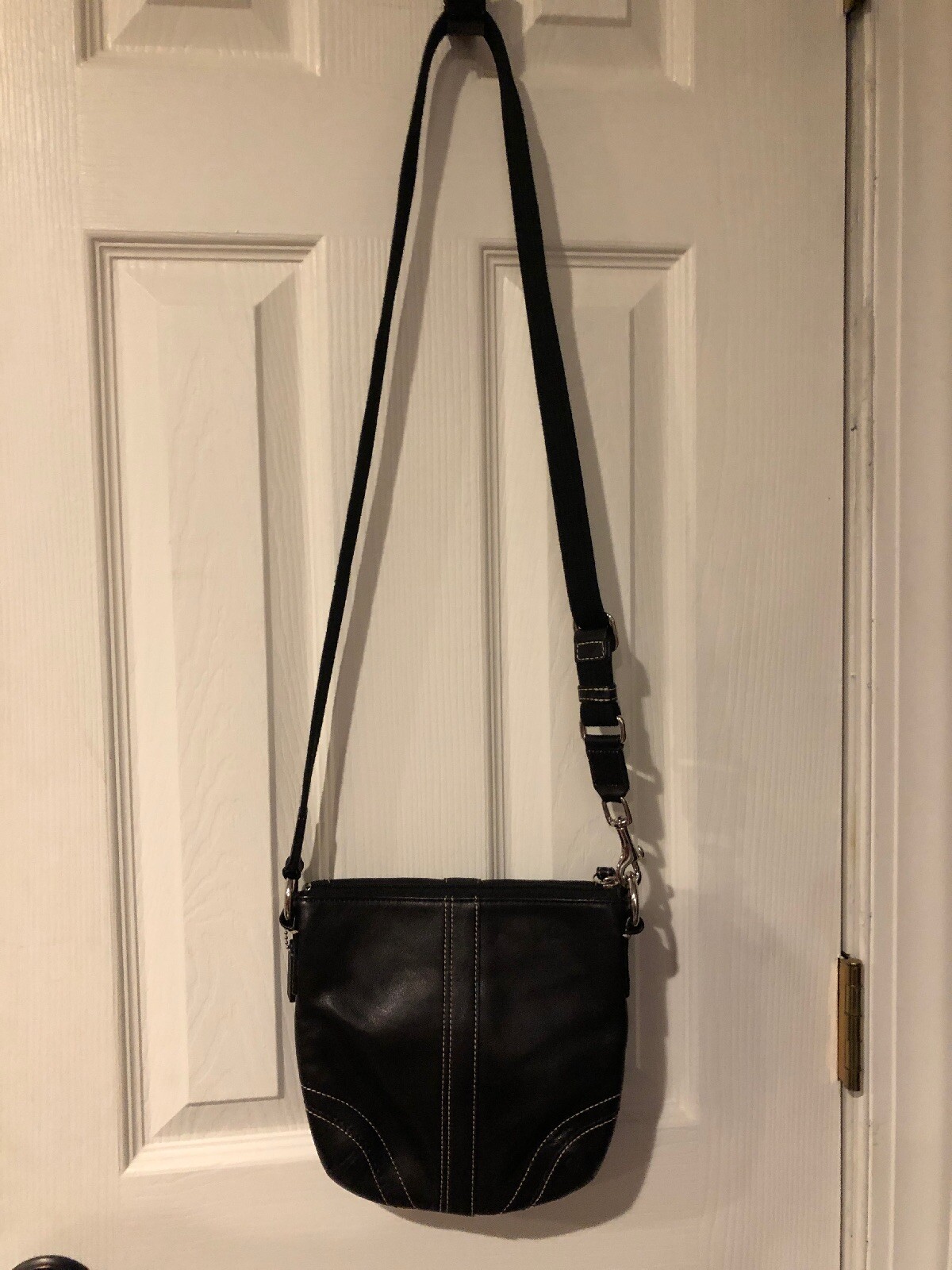 Coach Small Black Leather Crossbody Gem