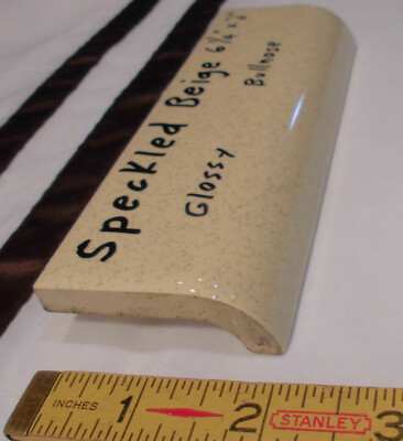 1 pc. Speckled Beige: Ceramic Radius Bullnose Tile 2'' X 6-1/4'',   2nd Quality