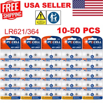 10-50X PKCELL AG1 364 LR621 531 SR60 1.5V Alkaline Button Cell Watch Battery US