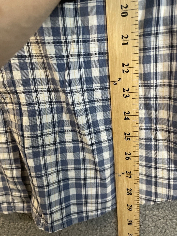 Camisa de vestir para hombre St Johns Bay talla L azul a cuadros botón frontal manga corta bolsillo Foto 4 de 4