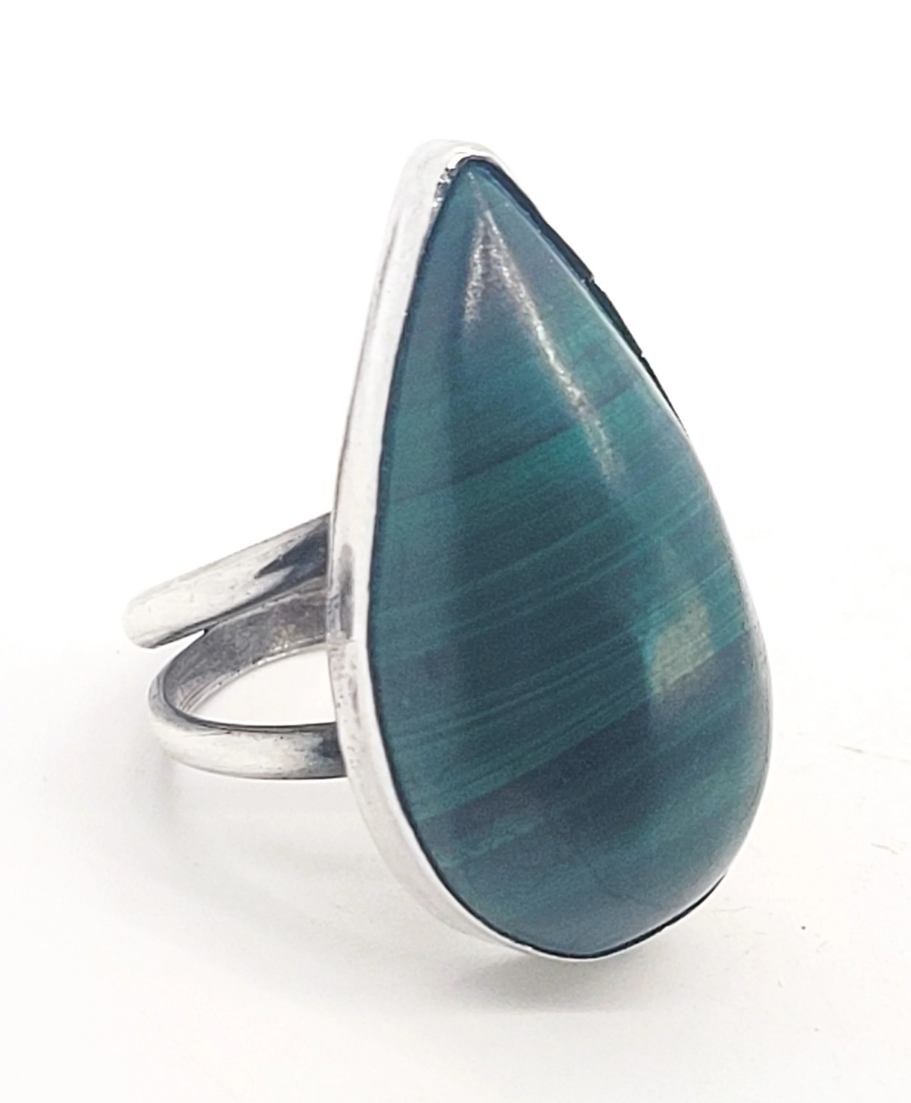 Malachite large split shank vintage sterling silv… - image 2