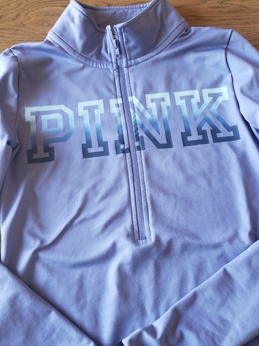 Victoria's Secret Gr. M Pink Half Zip Premium Soft Fleece Sweatshirt Blau Schön!