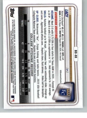2020 Bowman Chrome Draft #BD88 Asa Lacy (ref 125410) - Picture 2 of 2
