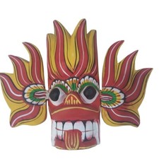 Hand Carved Sri Lankan Traditional Wooden Devil Face Mask Wall Hang Decor Gift