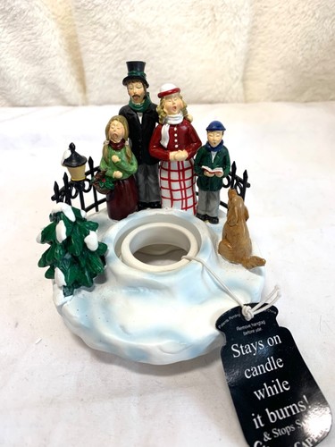 Christmas Carolers Jar Candle Capper S'Toppers "The Soot Stopper Topper" NEW - Picture 2 of 4