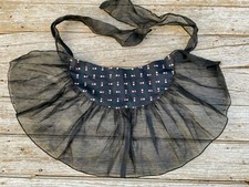 Vintage Hostess Apron Black Organdy pink polka dot