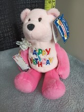LIMITED TREASURES BIRTHDAY BEAR MEET " HAPPY " 1999 PINK BEAR  HAS TAGS