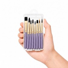 YAQOOSS 8-Piece Travel Watercolor Brush Set with Storage Case Purple