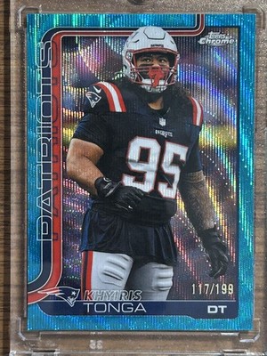 Topps 2025 Chrome Khyiris Tonga Aqua Wave Refractor Patriots #214 /199