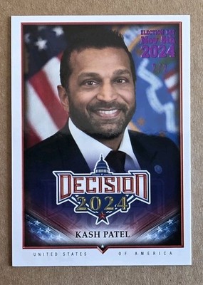 Decision 2024 Update Kash Patel #208 Purple Foil Election Day #'d 2/2