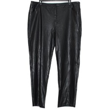 NEW Eloquii Pants Faux Leather Slit Hem Moto Date Night Y2K Black Plus Size 22
