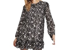 Free People Black Mini Ruffle Dress Tunic Med NWOT