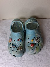 Crocs Classic Blue Marbled Unisex Kids Casual Clog Slip On US Size 7