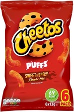 Cheetos Puffs Sweet & Spicy Flamin Hot Multipack Crisps - Pack of 6