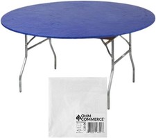 Kwik Covers 72" Round Royal Blue Plastic Table Covers Bundle of 5 with Seventy