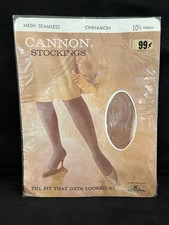 Vintage Cannon Nylon Mesh Stockings CINNAMON Size 10 1/2 Medium