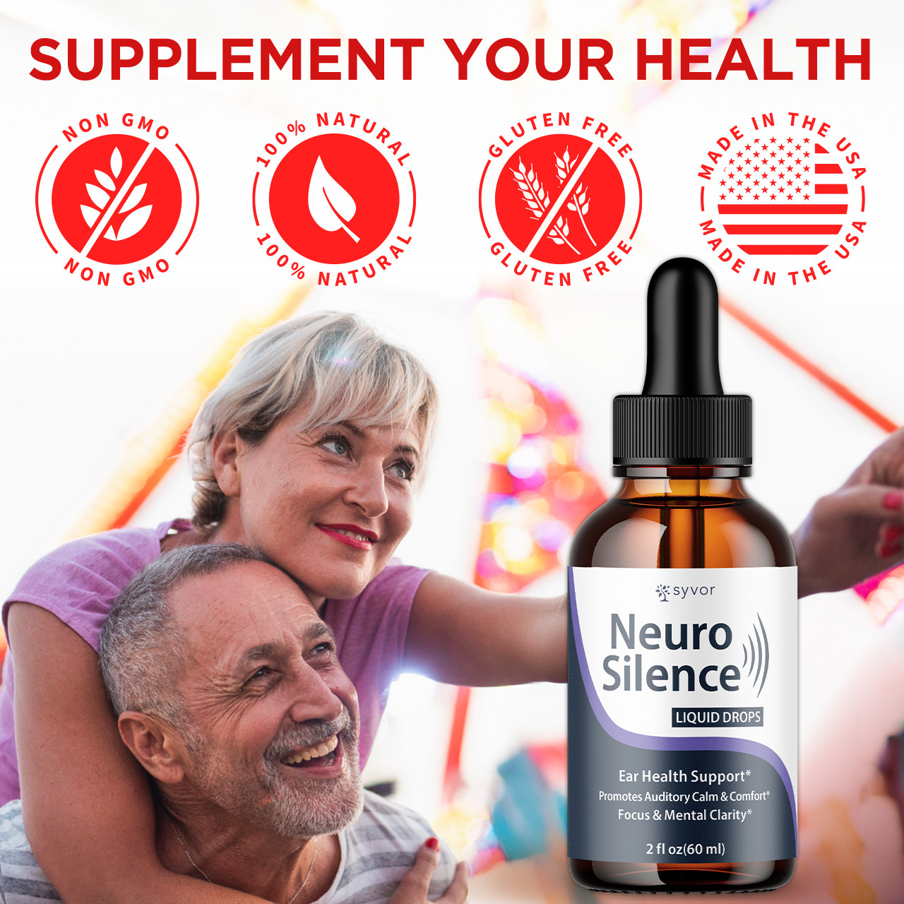 (1 Pack) Neuro Silence Ear Drops Natural Hearing Support Supplement 30 Servings