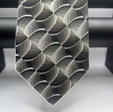 Joseph  Feiss International 100 Silk Tie Gray Black Geometric Abstract