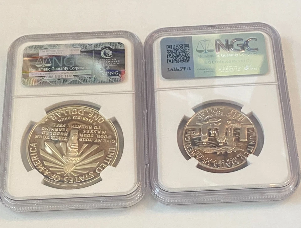 1986 -S Liberty (S$1) & 1986-S Liberty (50C) NGC (PF 69) **ULTRA CAMEO** SET - Image 2 of 2