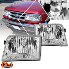 For 93-97 Ford Ranger Chrome Housing Clear Lens Headlightlamps Replacement Pair