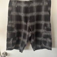 Black Plaid Swim Shorts 32