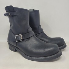 Stivali Frye Uomo 10.5M Pelle Nera Ingegnere 8R Moto Biker Fibbia USA 87850