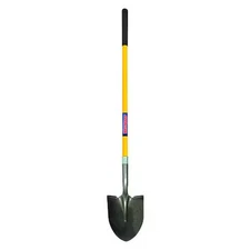 Westward 3Yu82 14 Ga Round Point Shovel, Steel Blade, 48 In L Yellow Fiberglass