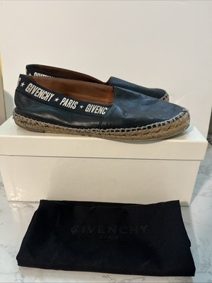 Pre Owned With Box Givenchy Paris Black Leather Espadrilles sz 40