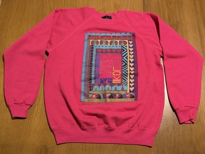 Vintage Laurel Burch Multicolor Animals Art Print Raglan Sweatshirt 80s 90s USA