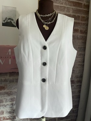 New! Talbots Petites White Sleeveless Button Front Vest V-Neck Size 16 Petite