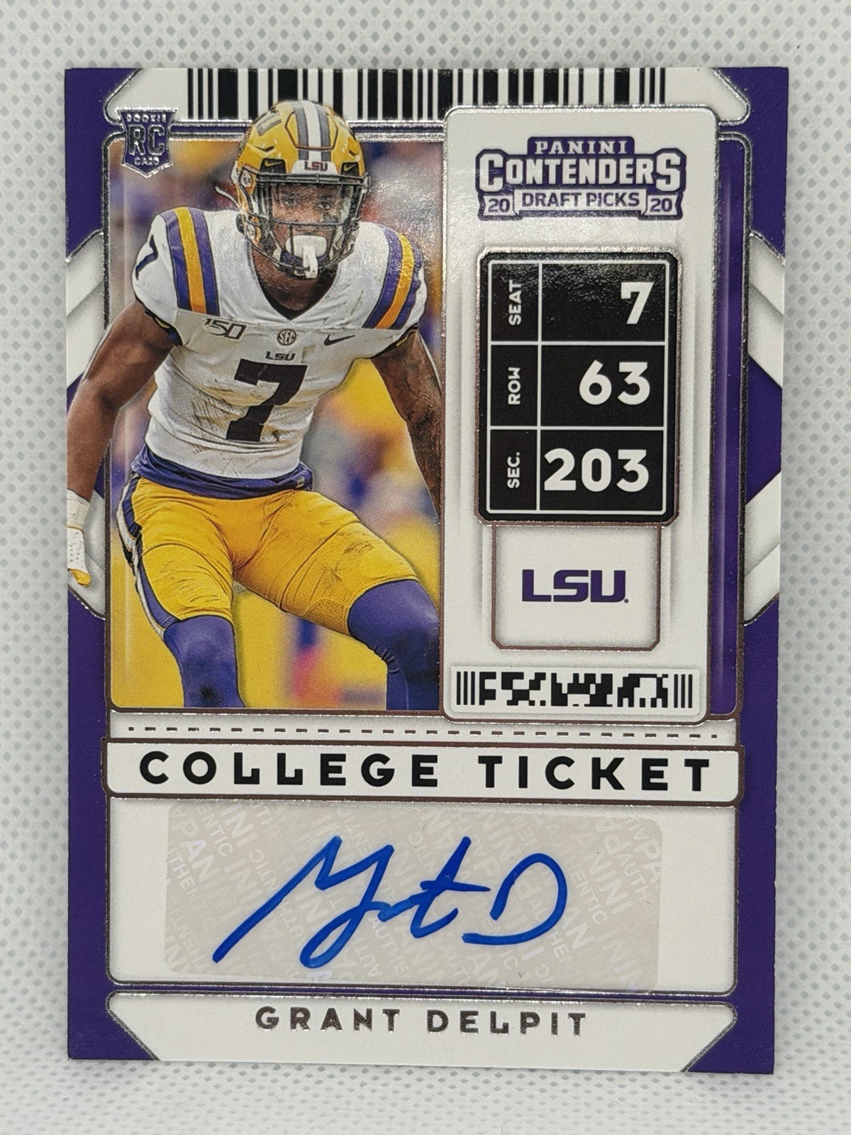 2020 Panini Contenders Draft Picks - College Ticket Autographs Grant Delpit #157