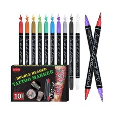Temporary Tattoo Markers For Skin 10 Body Markers, Double Tip Skin Markers