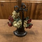 ANTIQUE 11 IN HUBLEY VICTORIAN FLOWER BOUQUET CAST IRON DOORSTOP VERY HEAVY — photo 1