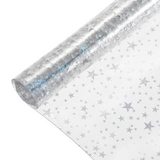 Holographic Clear Vinyl Film Sparkle Holographic PVC Fabric 12"x48",Transparent