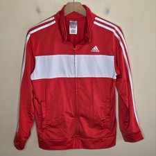 Adidas  Boys Red White Colorblock Stripe Tracksuit Jacket Size Large 14/16