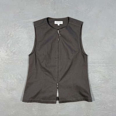 Lovethanks NYC Flint Vest in Dark Brown Cotton Twill Women's Small