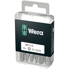 Image of Wera Classic Torx Bits With 1/4in Hexagon Drive TX 10, Pack of 10