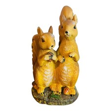 Resin Squirrel Garden Ornament – Two Standing Squirrels, Brown, 19 cm
