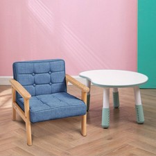 Children Armchair Sofa Upholstered Kids Bedroom Playroom Furniture Wooden Frame