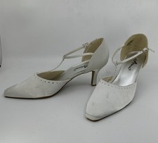 Anmie Womens White Satin/rhinestone T-Strap Heel NNT