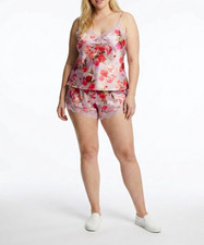 Victoria's Secret Floral Satin Lace Cami  Shorts Pajama Set L