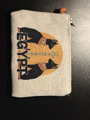 Egyptian Black Cat Design Small Pouch Coin Purse Wallet Handmade In Egypt Gift