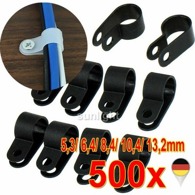 500x P-Clip Kabelschelle 5,3-13,2mm Nylon Kabelfixierung Chassisklemmen Satz