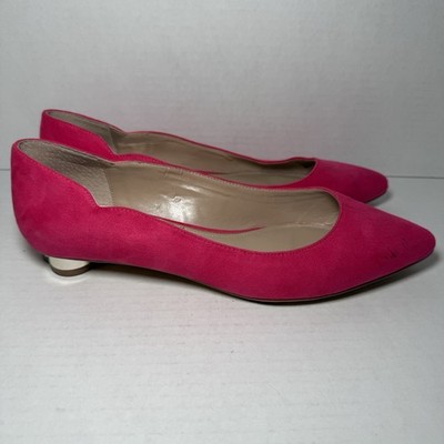 White House Black Market Pink w/ Metallic Heel Bellamy Scalloped Flat Sz 8