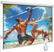 120" Motorized Projector Screen, Electric 16:9 Screen with Remote...