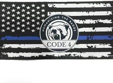 Thin Blue Line Sticker Code 4, Police Support Sticker American Flag