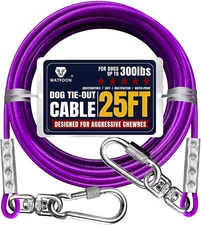 Tie Out Cable for Dogs up to 300Lbs,25Ft Extra Strong 1000Lbs Break Strength Tie