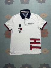 Tommy Hilfiger short sleeve polo shirt flag spell out logo streetwear men medium